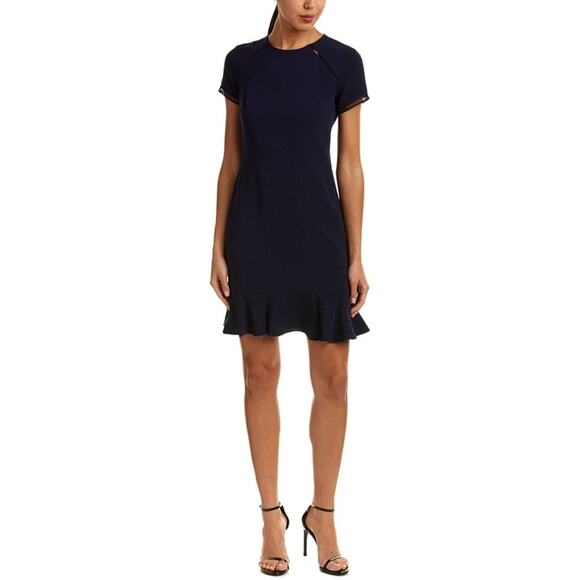 Shoshanna Dresses & Skirts - Shoshanna Lombard Navy Blue Mini Ruffle Dress Women’s 6
